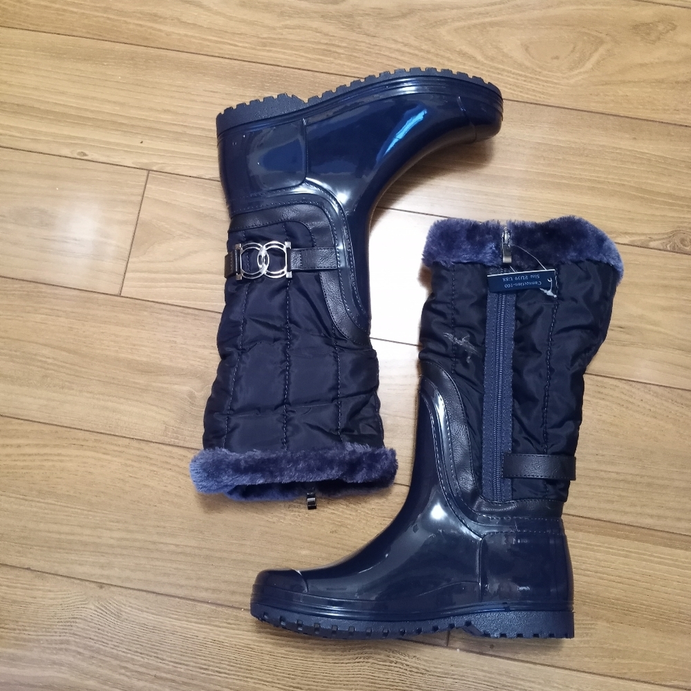 Henry Ferrera Connection-100 Blue Knee High Boots with faux fur. EU39/US…